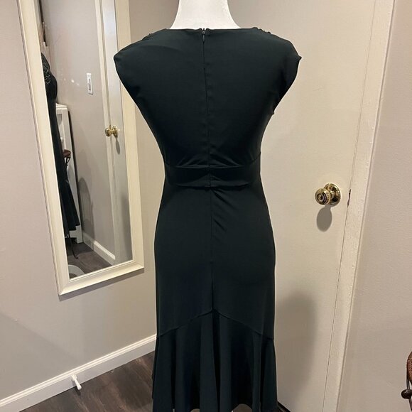 Dressbarn Collection Dark grey fancy dress with beaded collar, Size Small - Picture 6 of 8